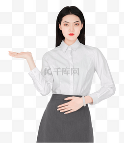 衬衣女图片_商务女职员举着左手