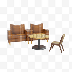 3DC4D立体客厅家具沙发茶几椅子
