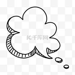 漫画涂鸦框图片_黑白线稿简约云朵形状立体气泡
