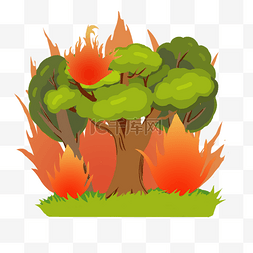 卡通彩色树木图片_卡通彩色森林火灾
