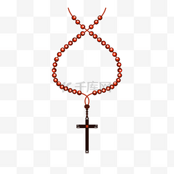 基督十字架图片_红色念珠基督项链剪贴画
