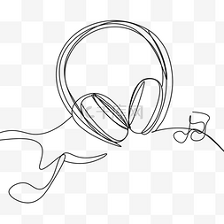 耳机音符图片_抽象线条画音乐耳机音符