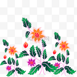印度蜡染花卉图