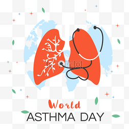 世界哮喘图片_世界哮喘日哮喘地球听诊器树叶肺