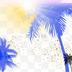 阳光照射下的图片_阳光照射下的椰树棕榈树边框