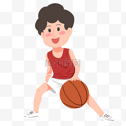 打篮球的红衣小男孩