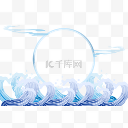 圆形海浪图片_线性圆形海浪边框