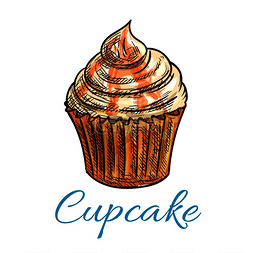 生日蛋糕包装设计图片_纸杯蛋糕甜点独立草图奶油焦糖糖