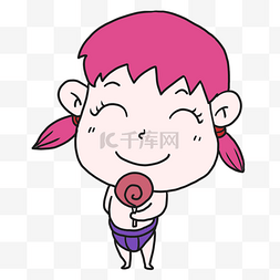 粉色头发可爱婴儿卡通开心大笑表