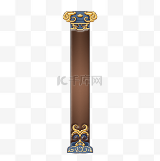 古风花纹柱子中式传统建筑承重柱
