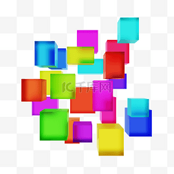立体正方形方块图片_3DC4D立体彩色多彩方块