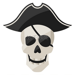 海盗人图标图片_海盗头骨的插图游戏或冒险的图像