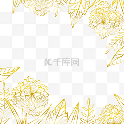 美丽边框线条图片_金色花卉边框美丽的线条花朵