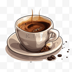 咖啡插画元素图片_咖啡扁平插画手绘免抠元素