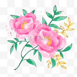 粉色水彩晕染风格花卉