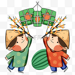 春节传统食物图片_卡通风格越南春节人物