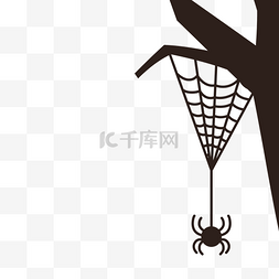 蜘蛛贴纸卡图片_万圣节树木蜘蛛网蜘蛛