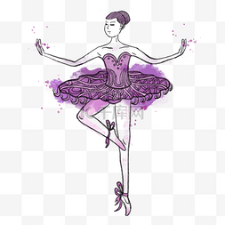 芭蕾舞演员水彩风格紫色