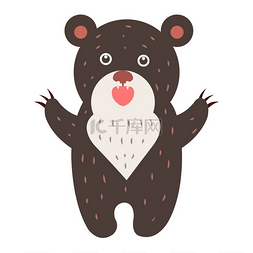 可爱的棕熊图片_可爱的棕熊卡通贴纸或图标。