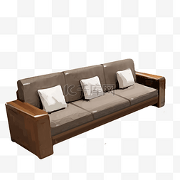 立体简洁抱枕图片_写实家具木质沙发