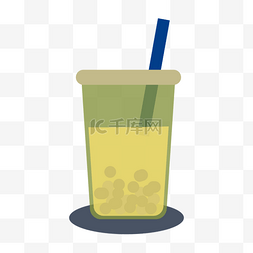 玻璃杯子茶杯图片_果汁杯子绿色吸管图片卡通