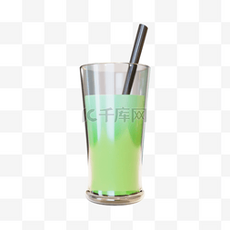 饮料饮品玻璃杯图片_3DC4D立体夏日饮品吸管杯