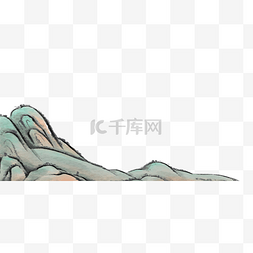 中国风国画山水风景彩色水墨画