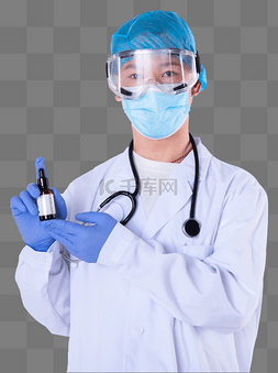 带着口罩的医生图片_男医生拿着药剂