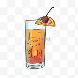 气泡橙汁图片_香橙樱桃鸡尾酒