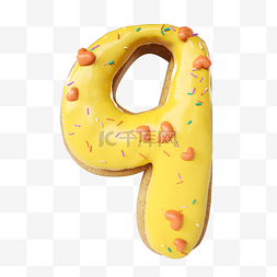 黄色9图片_甜甜圈英文数字9