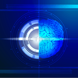 蓝色科技大脑图片_科技大脑脑子