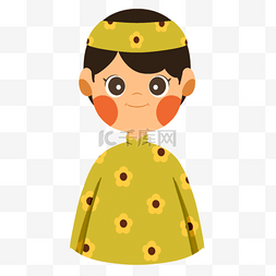 越南春节裹头巾的卡通男孩