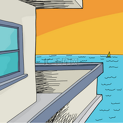 帆船日出图片_观景阳台的海洋
