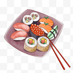 卡通日本寿司鱼生刺身