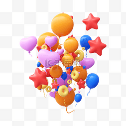 星星气球图片_3D立体C4D节日庆祝气球