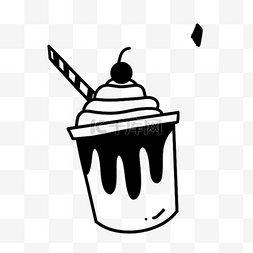 黑色甜品冰淇淋黑白涂鸦