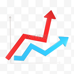图表经济图片_3d红蓝向上折线图箭头
