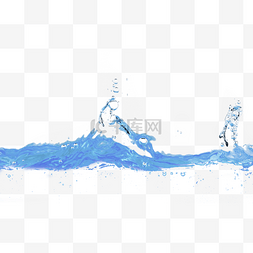 蓝色水花飞溅水面