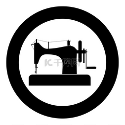 复古工具图标图片_缝纫机缝纫机裁缝设备复古图标圆