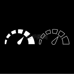车速显示图片_车速表图标设置白色矢量插图平面