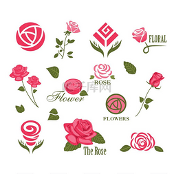 标签品牌图片_玫瑰花朵身份标志模板。