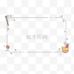 碗卡通素材图片_卡通线条边框筷子碗