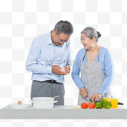 健康生活两个老人做饭