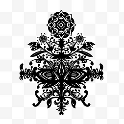 抽象黑白线条图片_油毡花朵抽象黑白线条图形