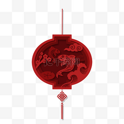 新年新春春节浮雕红色剪纸灯笼挂