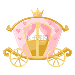 粉红色装饰卡通图片_公主马车的插图装饰儿童节日和派