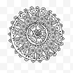复杂圆形花纹图片_对称缠绕画曼陀罗曼海蒂花纹