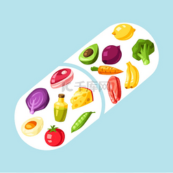 产品理念图片_维生素食物来源说明健康饮食和保