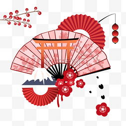 红色扇子富士山鸟居
