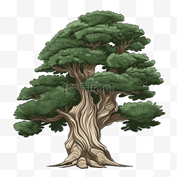 免抠图松树图片_扁平卡通免抠图素材松树